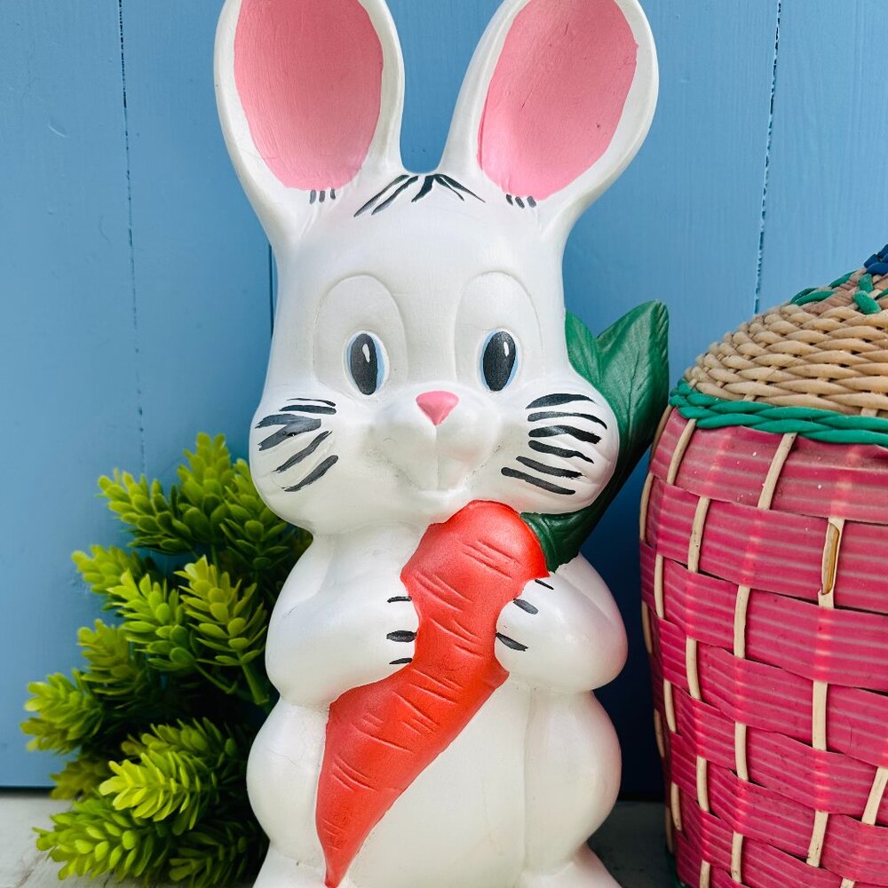 Vintage large Easter Bunny Statue, Vintage Easter Decor, Bunny Figurine